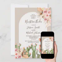 Faire-part de mariage Rose & Pampas