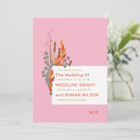 Faire-part de mariage du feuillage d'automne (Debout devant)