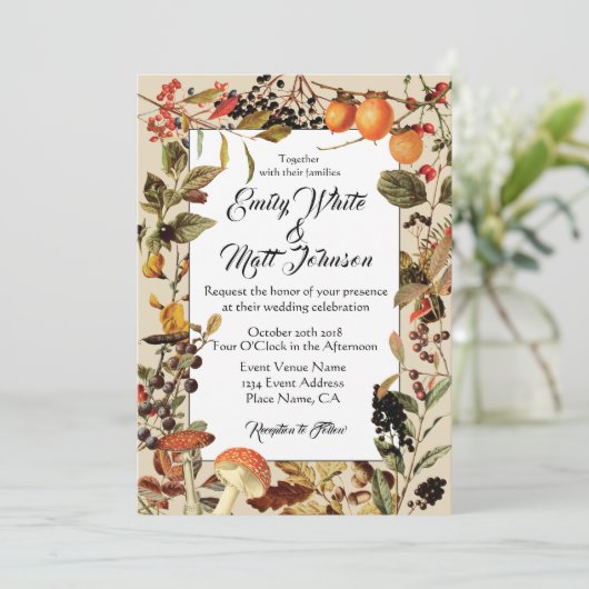 Faire-part de mariage du feuillage d'automne (Debout devant)