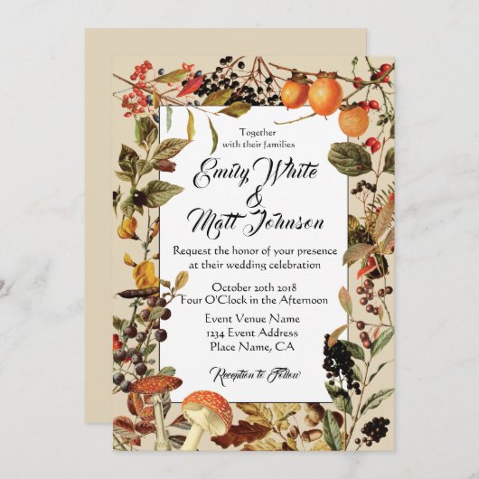 Faire-part de mariage du feuillage d'automne (Devant / Derrière)