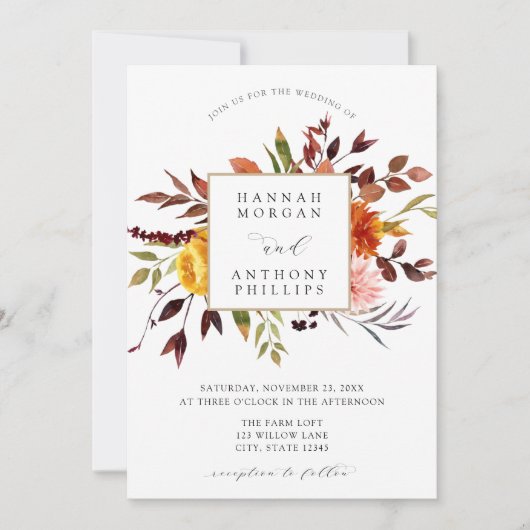 Faire-part de mariage du feuillage d'automne (Devant)