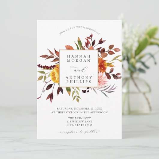 Faire-part de mariage du feuillage d'automne (Debout devant)