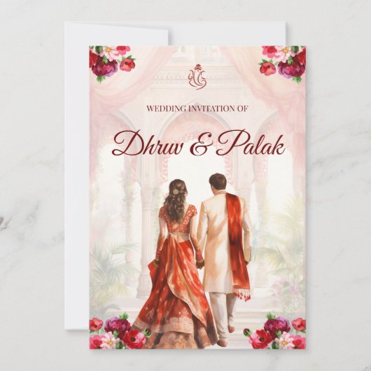 Faire-part de mariage du hindou indien faire-part  (Devant)