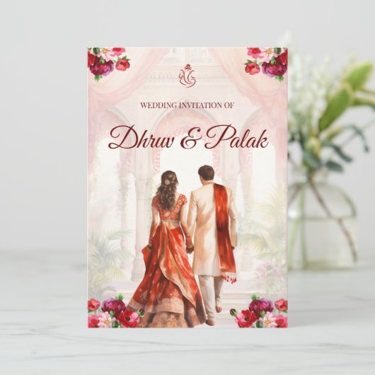 Faire-part de mariage du hindou indien faire-part (Debout devant)