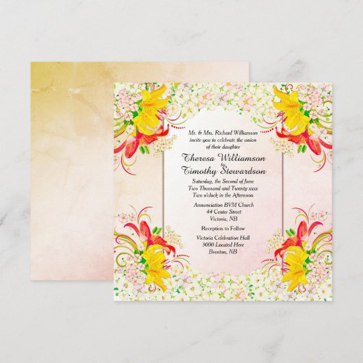 Faire-part de mariage du jardin fleuri (Devant / Derrière)