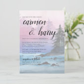 Faire-part de mariage du lac Sunset Watercolor (Debout devant)