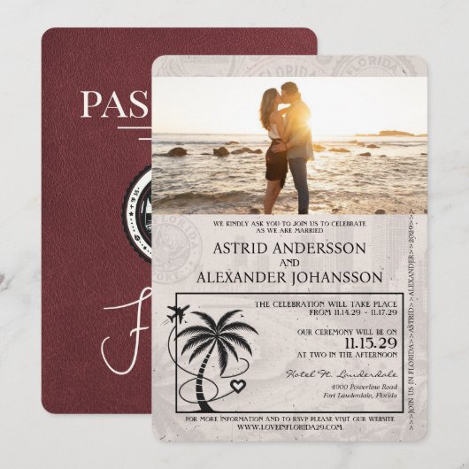 Faire-part de mariage du passeport de la Floride d (Devant / Derrière)