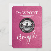 Faire-part de mariage du Passeport du Brésil rose  (Dos)