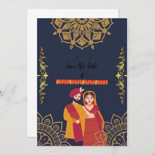 Faire-part de mariage du Punjabi (Devant / Derrière)