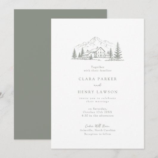 Faire-part de mariage du Sage Pine Mountain Lodge (Devant / Derrière)