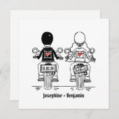 Faire-part de mariage du soir de moto sur mesure (Devant / Derrière)