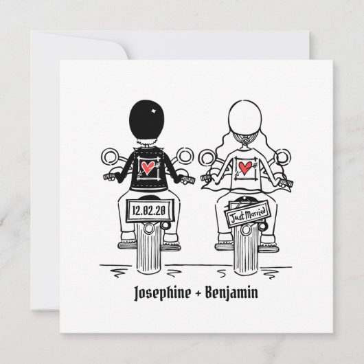 Faire-part de mariage du soir de moto sur mesure (Devant)