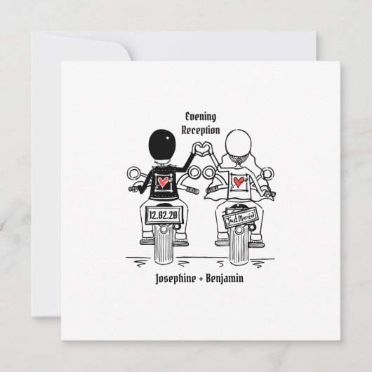 Faire-part de mariage du soir moto-moto (Devant)