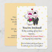 Faire-part de mariage d'un couple de lapins mignon (Devant / Derrière)