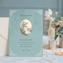 Faire-part de mariage Dusty Blue Héron Français