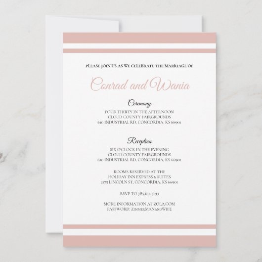 Faire-part de mariage Dusty Pink Champagne Toast (Dos)