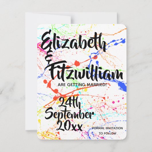 Faire-part de mariage éclaboussé (Dos)