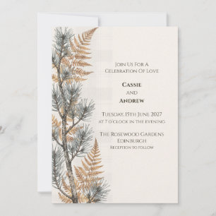 Faire-part de mariage écossais au pin et fougère
