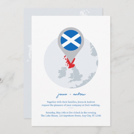 Faire-part de mariage écossais de destination (Devant / Derrière)