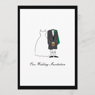 Faire-part de mariage écossais de kilt - vert