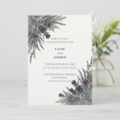 Faire-part de mariage écossais Purple Thistle (Debout devant)