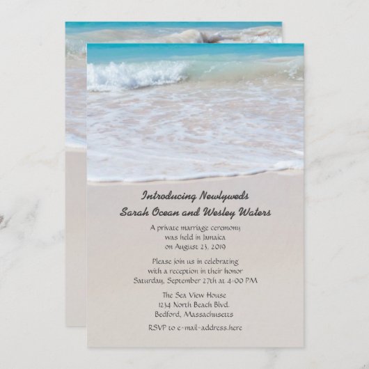 Faire-part de mariage écrit dans le sable (Devant / Derrière)