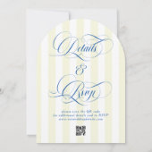 Faire-part de mariage écriture bleue rayée jaune (Dos)