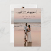 Faire-part de mariage écriture cœur juste marié (Devant / Derrière)