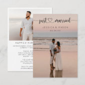 Faire-part de mariage écriture cœur Juste mariés (Devant / Derrière)