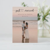 Faire-part de mariage écriture cœur tout juste mar (Debout devant)