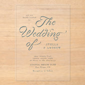 Faire-Part de Mariage Écriture Élégante Ruban Tend (Recto)