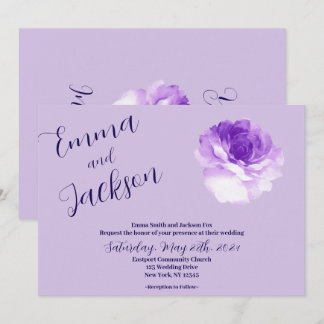 Faire-part de mariage écriture Fleur Violette