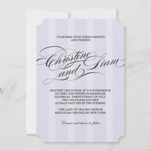 Faire-part de mariage écriture flourish avec rayur (Devant)