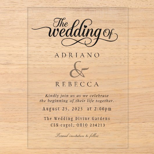 Faire-Part de Mariage Écriture Moderne (Recto)