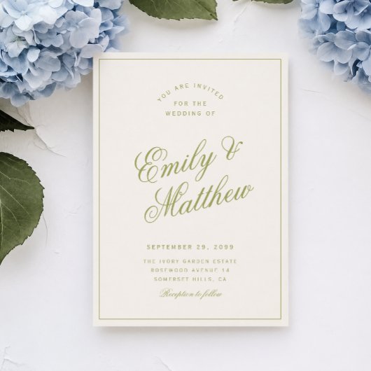 Faire-part de mariage écriture moderne vert Citrus