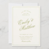 Faire-part de mariage écriture moderne vert Citrus (Devant)