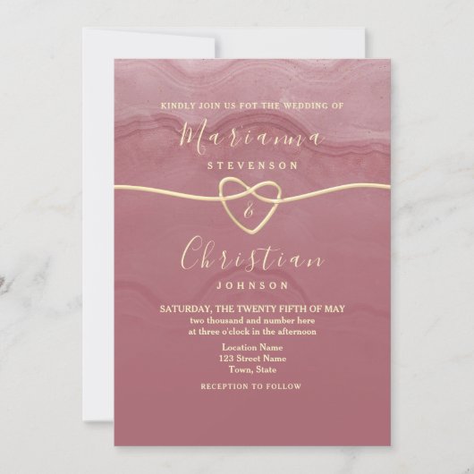 Faire-part de mariage écriture Rose Poussiéreuse (Devant)