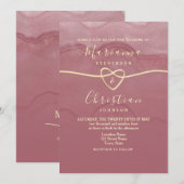 Faire-part de mariage écriture Rose Poussiéreuse (Devant / Derrière)