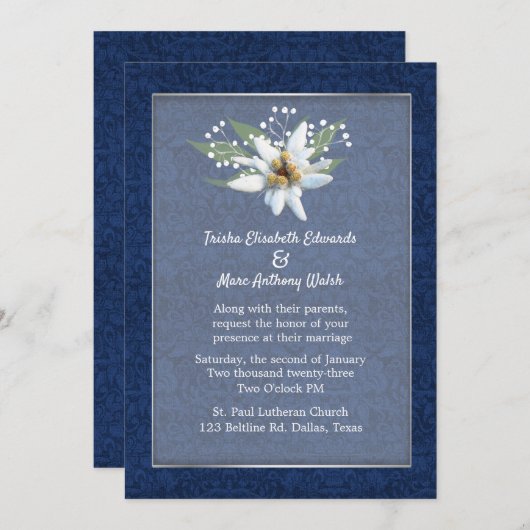 Faire-part de mariage Edelweiss (Devant / Derrière)