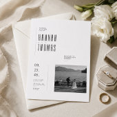 Faire-part de mariage éditorial noir et blanc avec