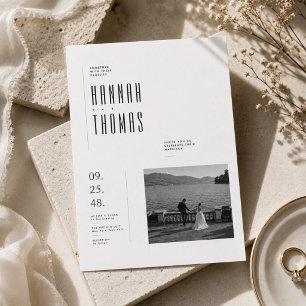Faire-part de mariage éditorial noir et blanc avec