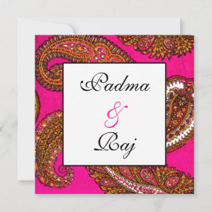 Faire-part de mariage électrique Fuscia Paisley