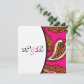 Faire-part de mariage électrique Fuscia Paisley (Debout devant)