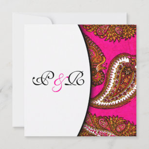 Faire-part de mariage électrique Fuscia Paisley