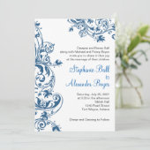 Faire-part de mariage Elegance Blue Swirl décontra (Debout devant)