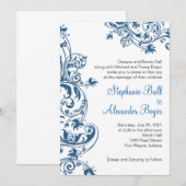 Faire-part de mariage Elegance Blue Swirl décontra (Devant / Derrière)