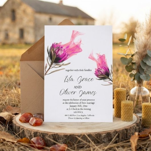 Faire-part de mariage Élégance Fleur en Feu