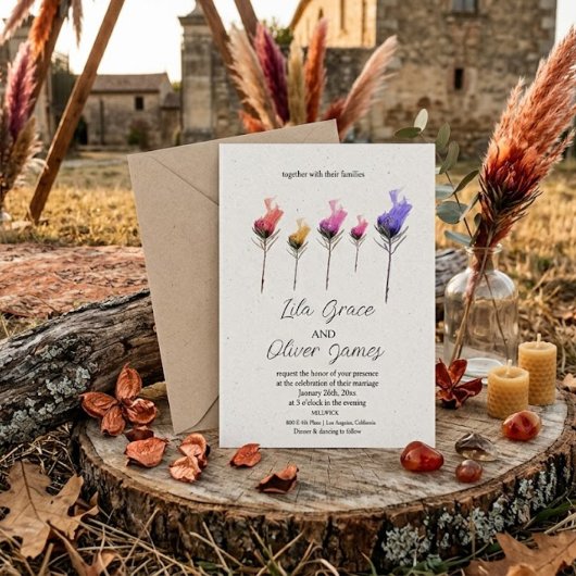 Faire-part de mariage Élégance Fleur en Feu
