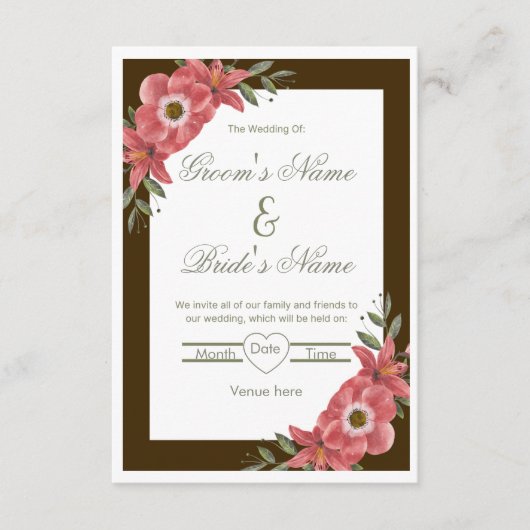 Faire-part de mariage Élégance Florale (Devant)