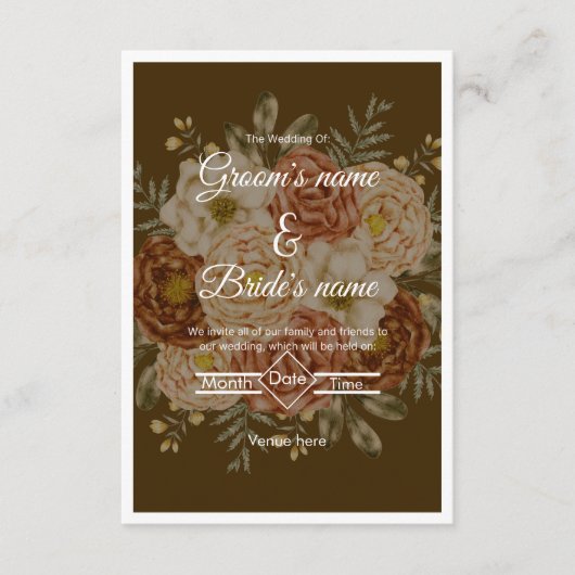 Faire-part de mariage Élégance Florale Rustique (Devant)